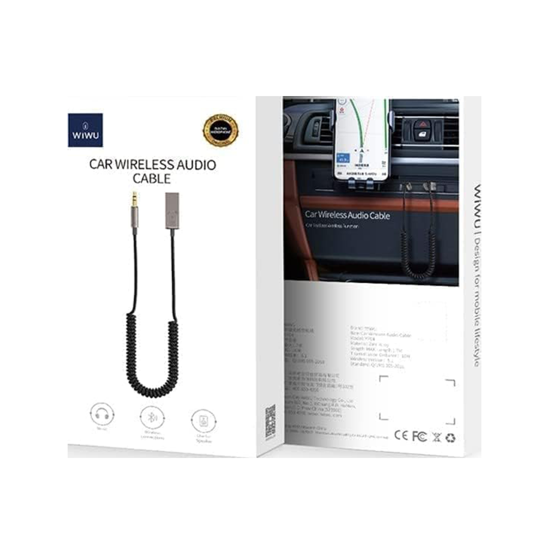 WIWU Car Wireless Audio Cable With Built-In Microphone - Black WIWU Car Wireless Audio Cable With Built-In Microphone - Black